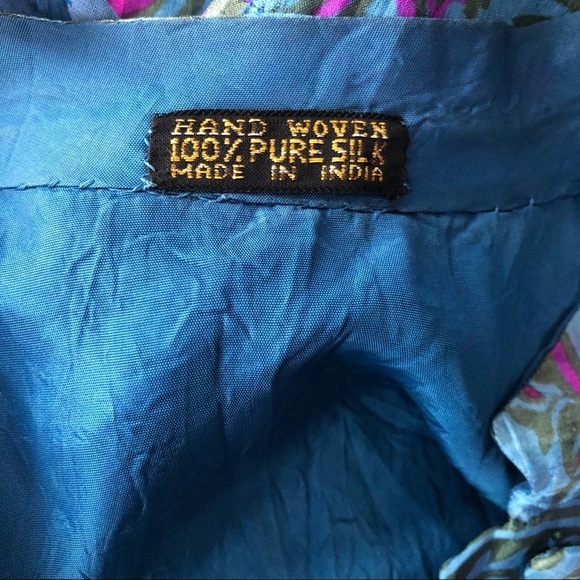 🎄100% silk tunic/shirt button front SZ L pink/blue - Picture 11 of 12